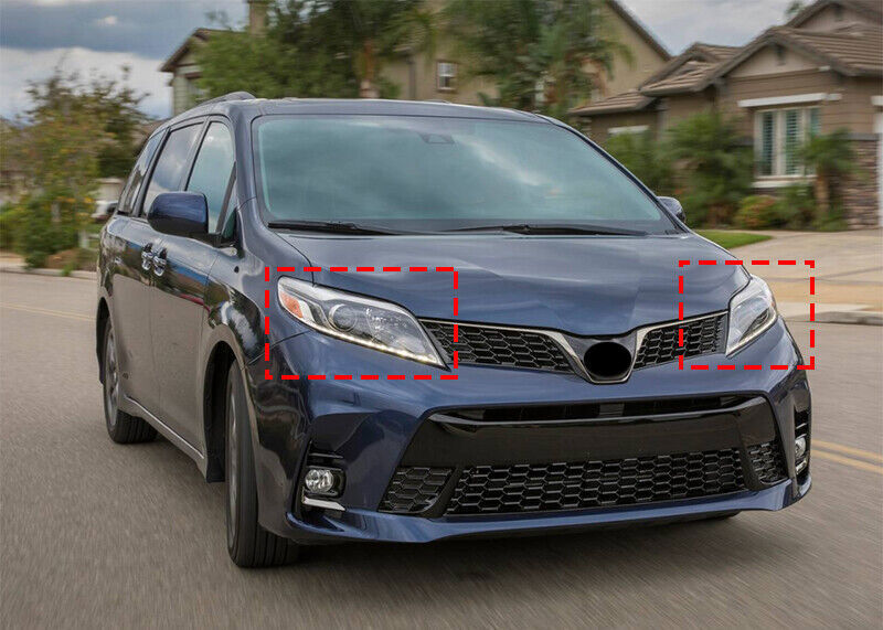 ABS Carbon Front Headlight Lamp Cover Trim For Toyot@a for Sienna 2018-2020 2pcs n
