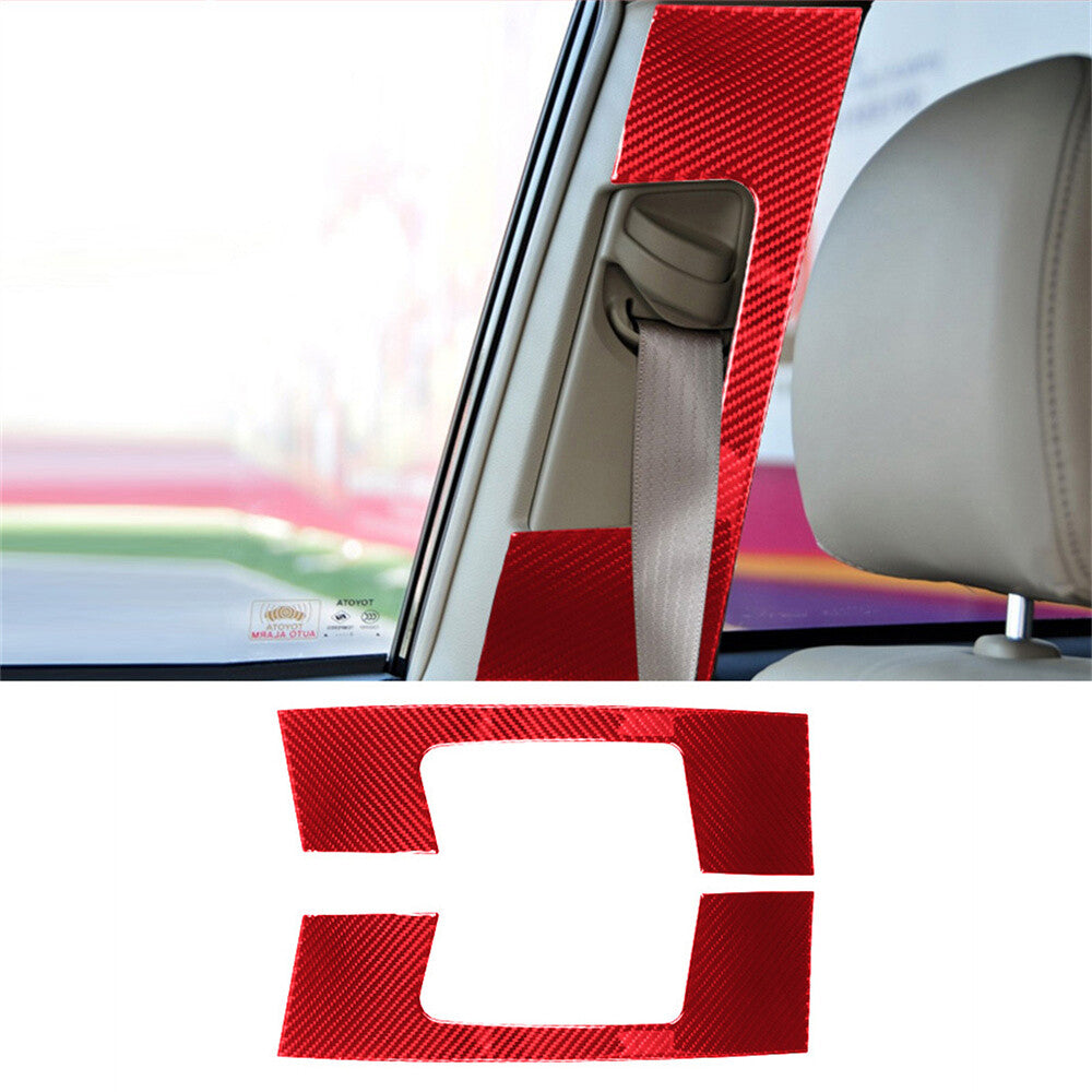 Red Carbon Fiber Inner for Seat Safety Belt Panel Trim For Toyot@ Highlander 2008-13