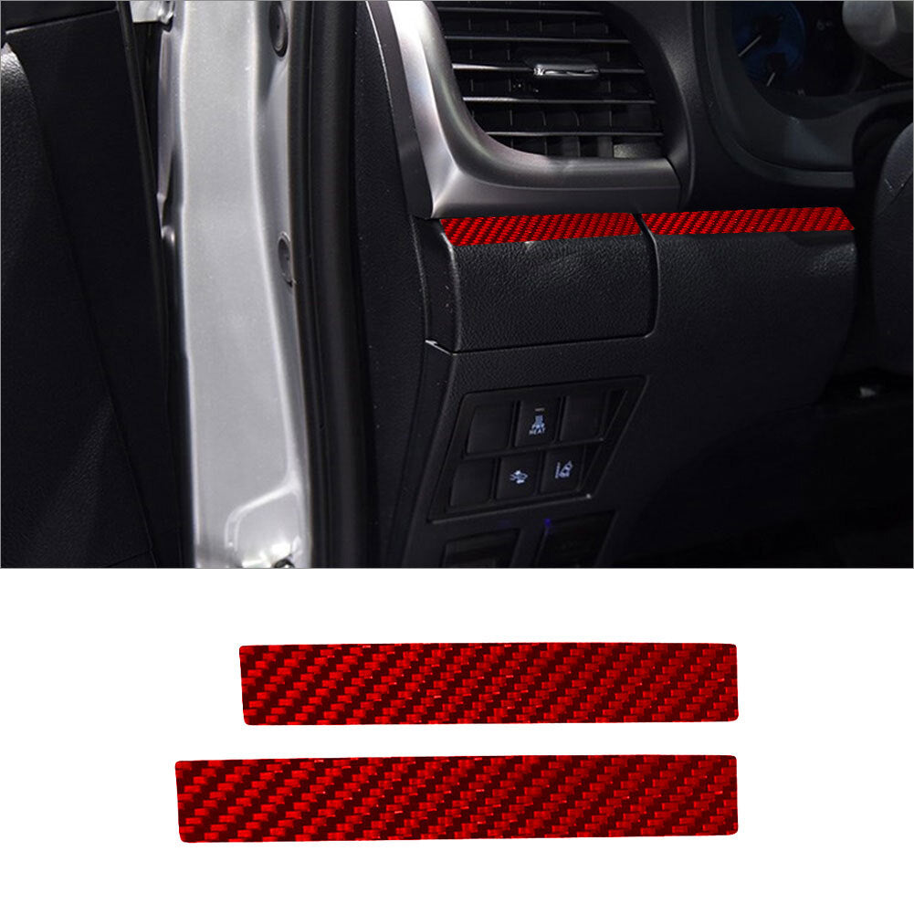 2-Piece Red Carbon Fiber Driver's Side Dashboard Cover Trim Strip for Toyota Hilux