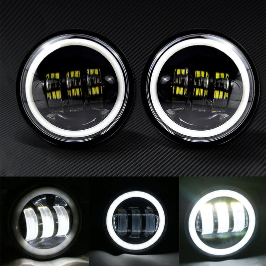 4.5'' 30W LED Fog Auxiliary Spot Light Halo Angle Eyes Fit for Jeep for Wrangler Q