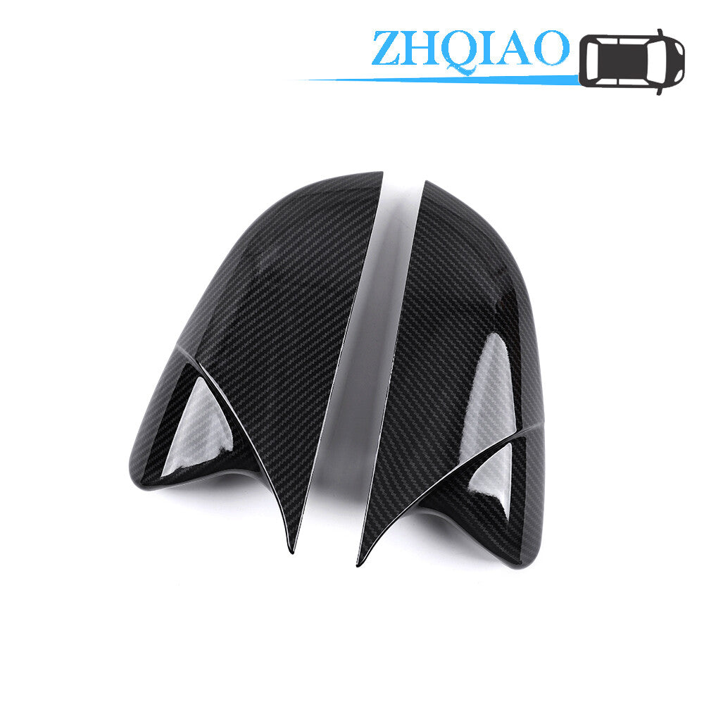 Carbon Fiber Style Horn Rearview Mirror Cover Trim Fit for Honda for Civic 2016-2020