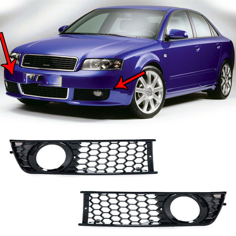 for Audi A4 B6 2001-2005 1 Pair Front Bumper Side Fog Light Hex Grilles