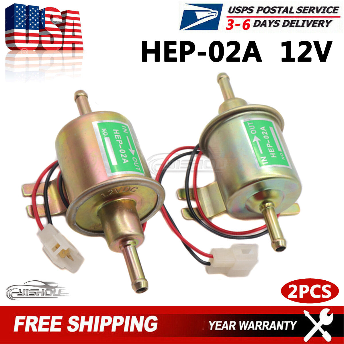 2 Packs Electric Fuel Pump HEP-02A 12V Universal Inline Low Pressure Gas Diesel