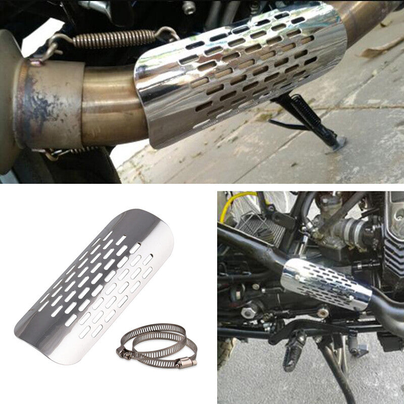 Motorcycle chrome-plated heat shield for 1 7/8 - 2 3/4 exhaust muffler pipe cover (solid) n
