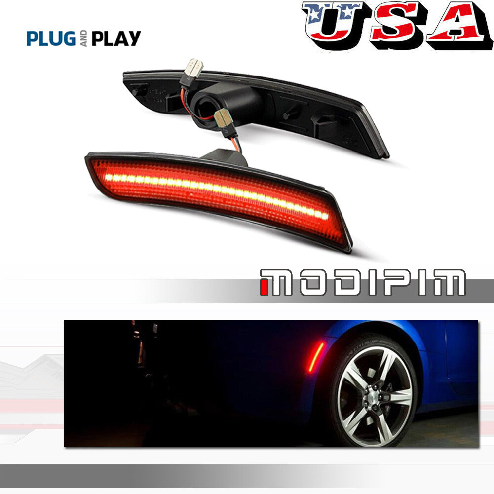 Pack Smoke Lens Red LED Rear Side Marker Lights for 2016-2023 for Camaro - v