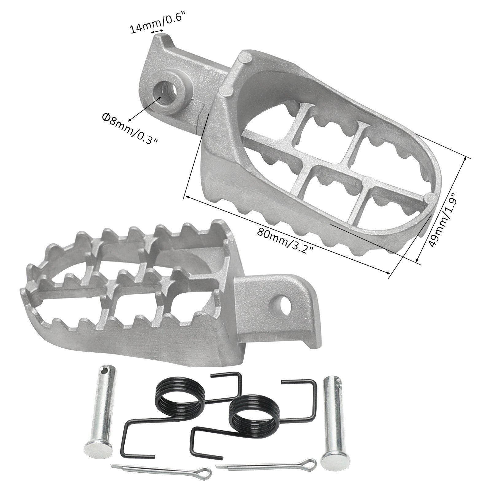 Foot spikes, footstools, and mounting brackets for pit-type mountain bikes CRF50, CRF70, XR50, Taodao Apollo