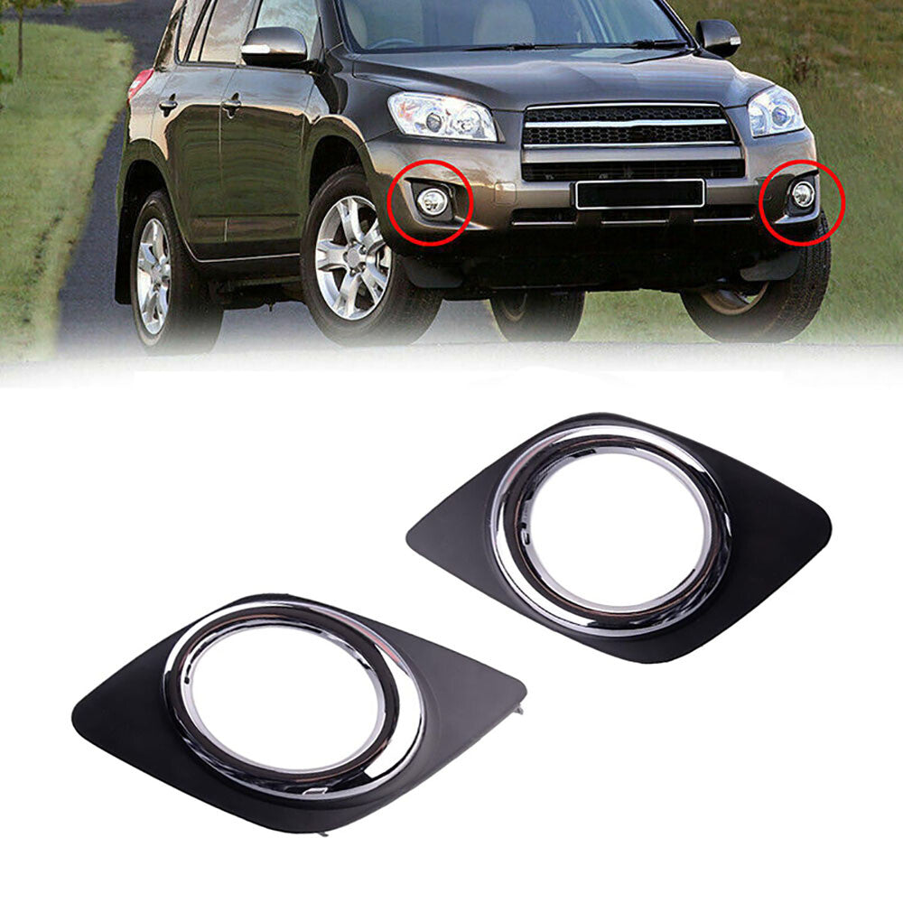 1 Pair Front Bumper Fog Light Cover Trim Left+Right for RAV4 2009-2013