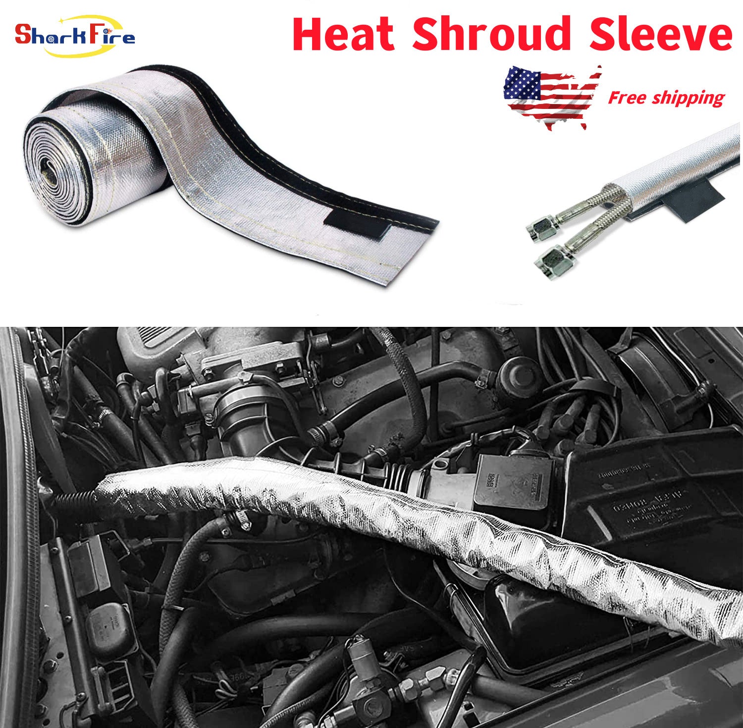 Feat Protective Cover for Fuel Line Heat Insulation + Thermal Protection Hose Cooling Cover