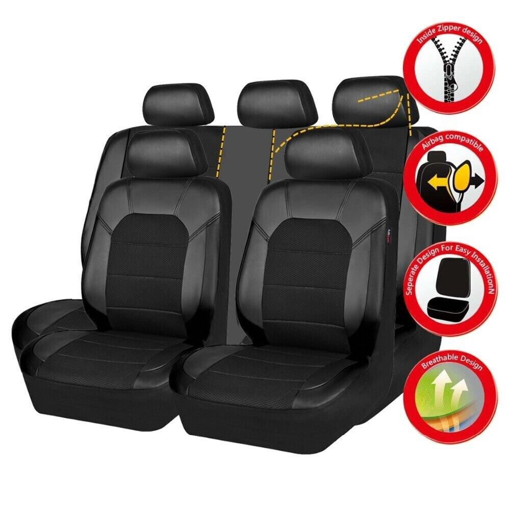 5 Seats Full Set Car for Seat Covers PU Leather Front Rear Cushion Accessories New n