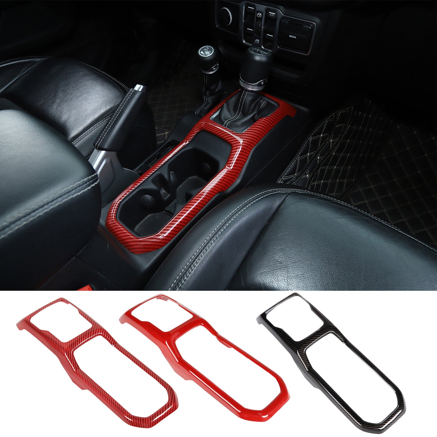 Gear Shift Box Panel Cup Holder Cover Trim for Jeep for Wrangler JL JT 2018-2024 1PC Q