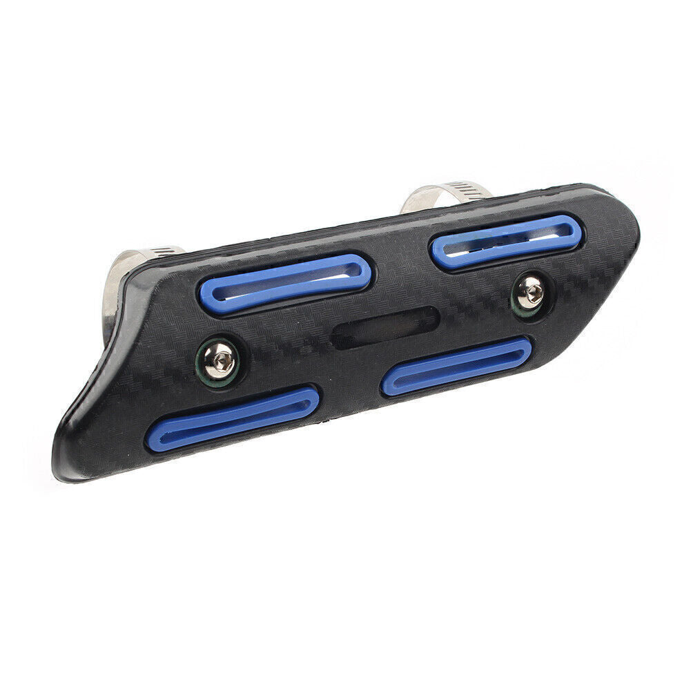Universal Exhaust Muffler Pipe Heat Shield Cover Heel Guard Motor Chrome Blue
