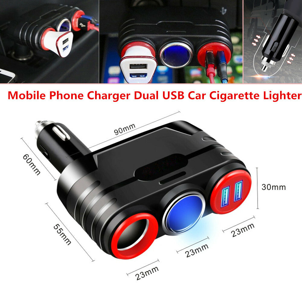 Dual USB 12V-24V Car Charger Adapter, Fast Charging Cigarette Lighter Mount, 120W n
