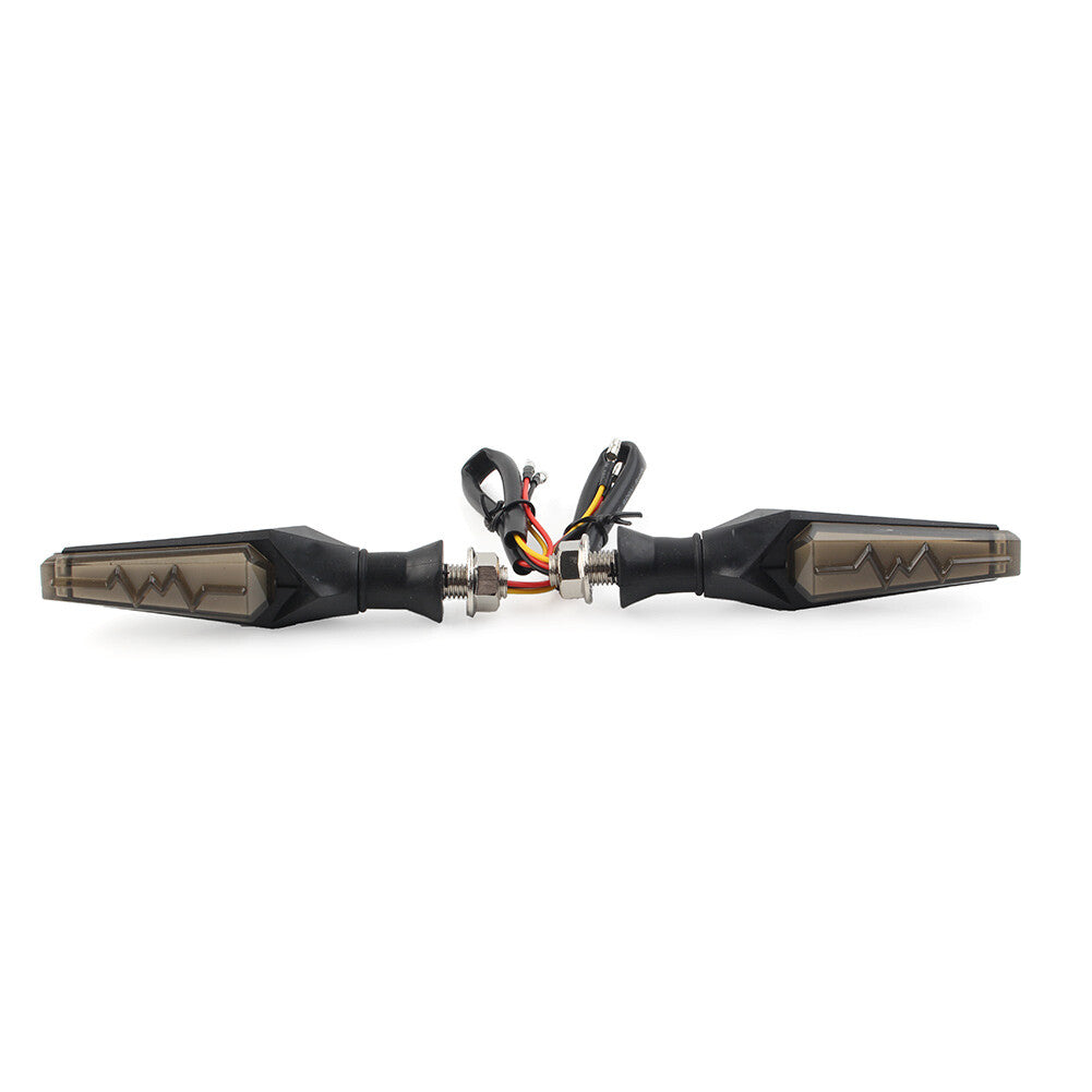 LED Flowing Turn Signal Amber Light Lamp Double-sided Blinker Motorcycle Smoke Q