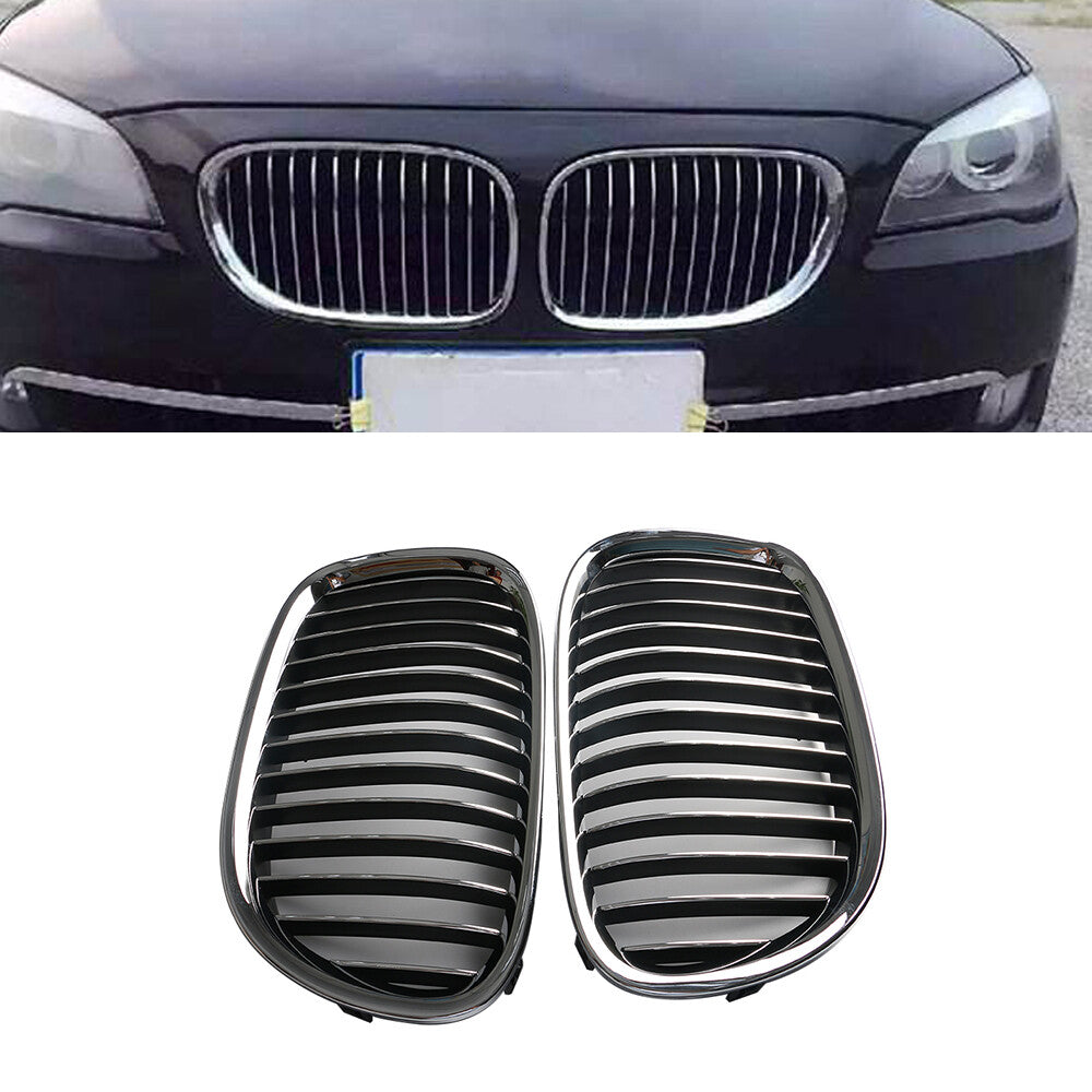 Pair Left Right Front Bumper Chrome Grille for BMW 7 Series 2009-2014