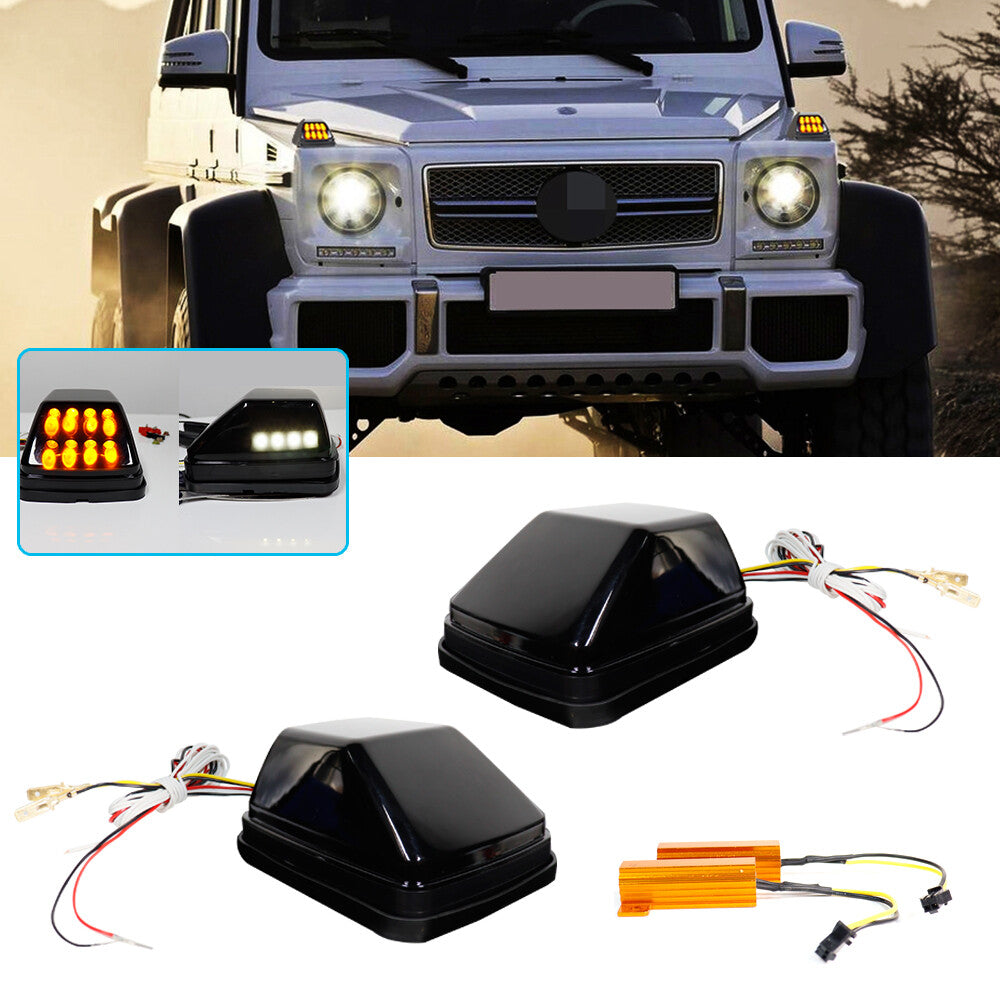 For 1990 - 2018 for Mercedes W463 G-Class Smoke Front Fender Turn Signal Marker LED Light - v