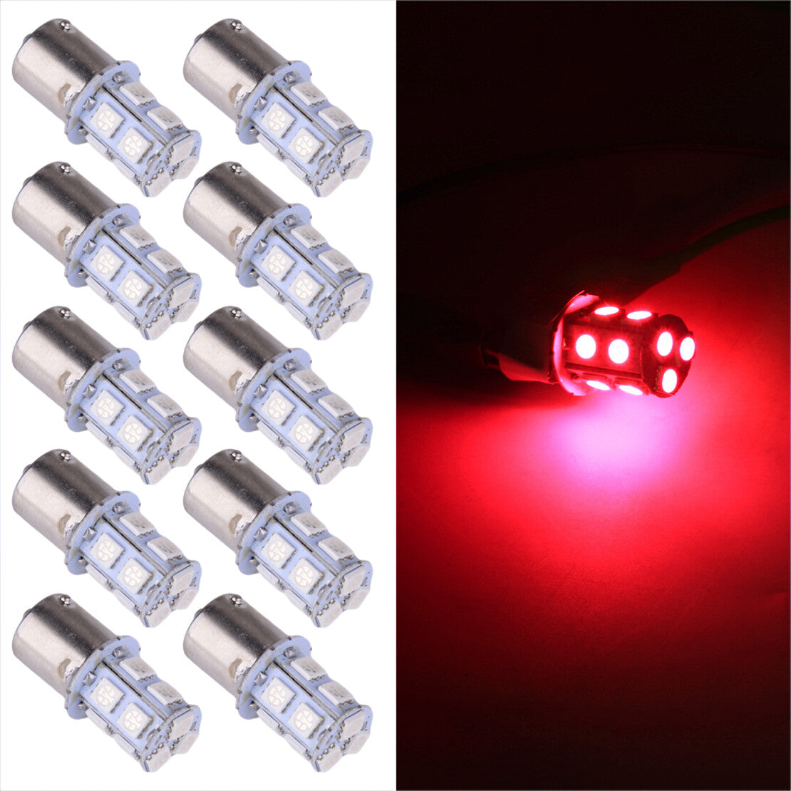 10x Red 2396 1156 1141 13SMD Car RV Camper Trailer LED Interior Light Bulbs 12V v