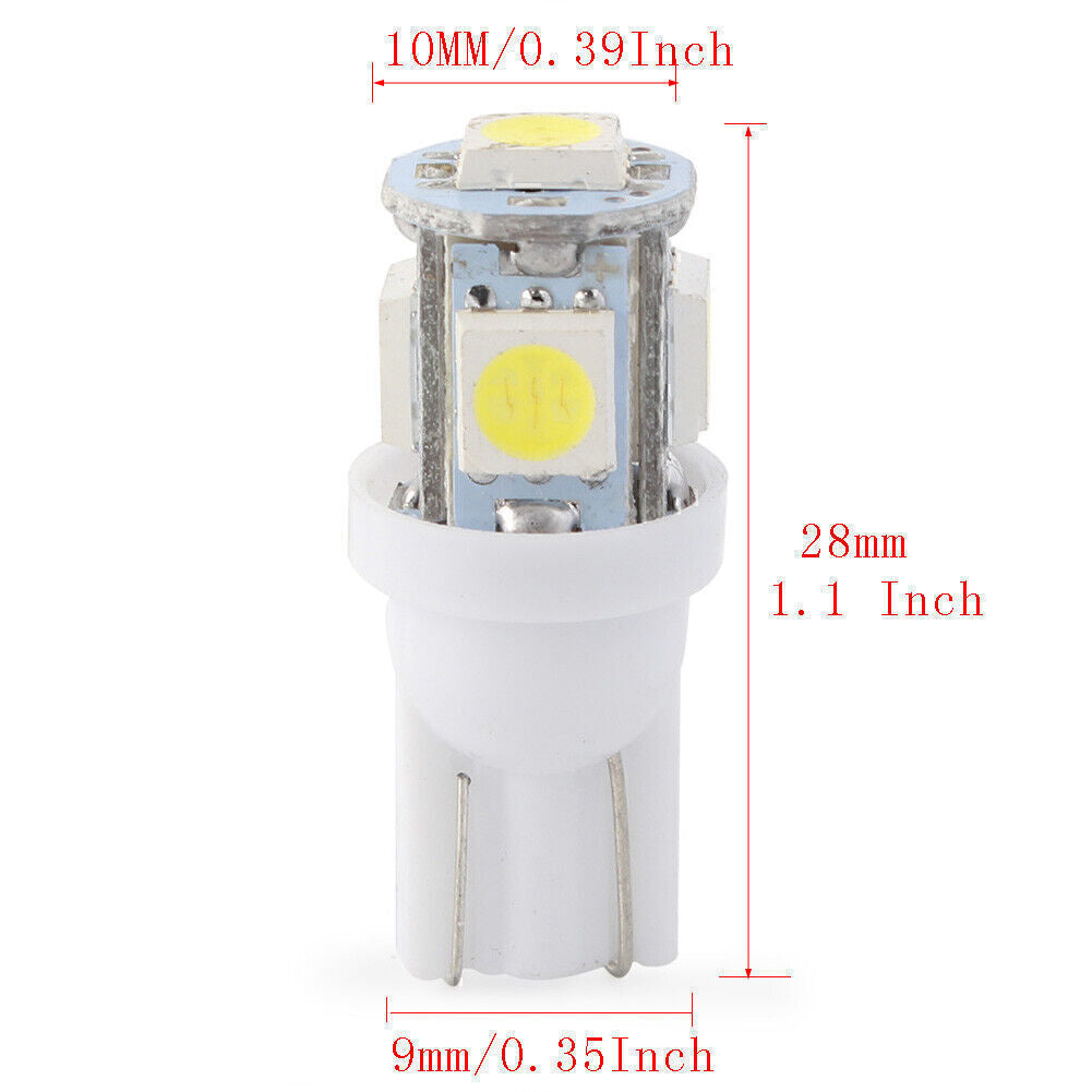 50pcs Pure White T10 168 194 5050 5SMD LED Interior Dome Map License Light Bulb