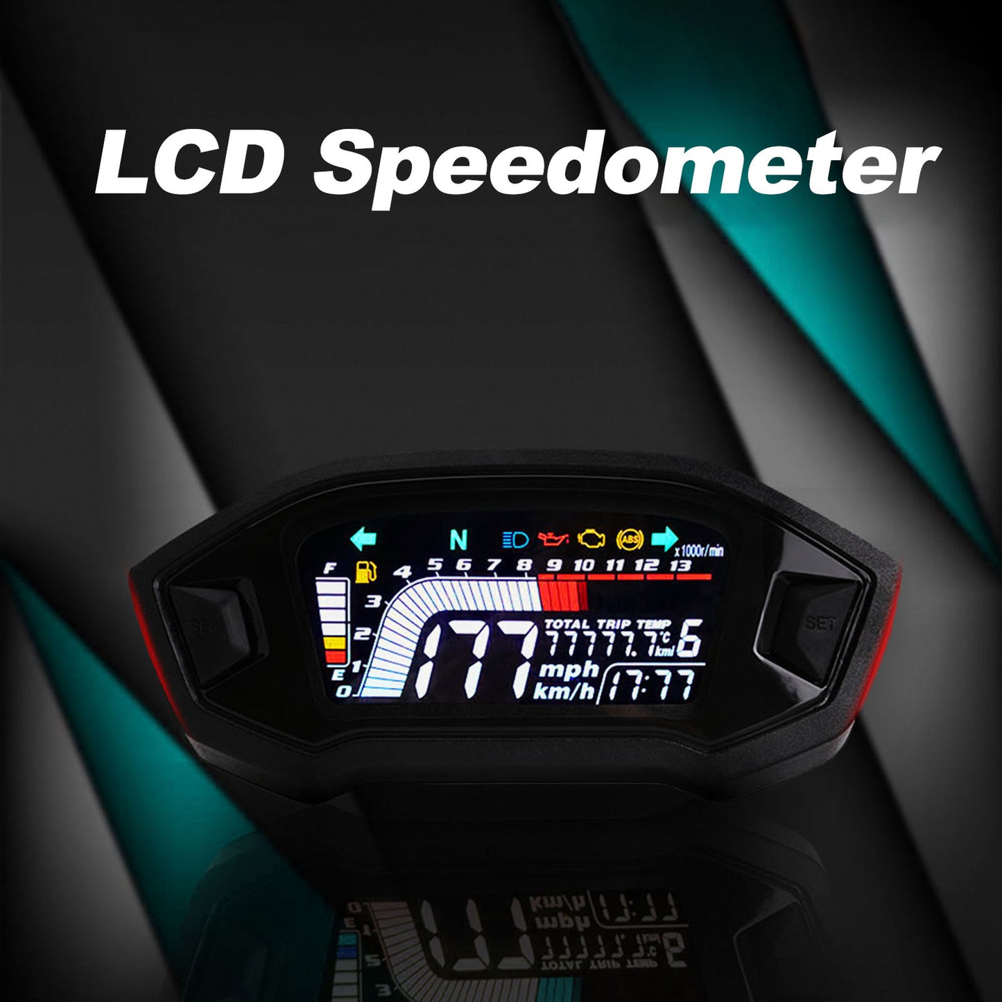 Motorcycle Speedometer Universal LCD Digital Gauge Fuel Level S2M3 Q