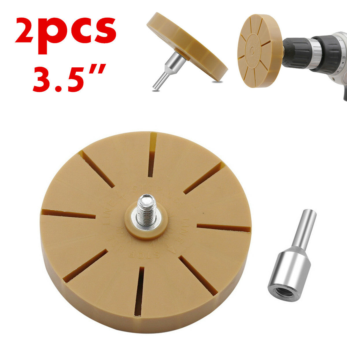 2-Pack Rubber Eraser Wheel & Drill Adapter For Vinyl Decal Adhesive Remover Tool