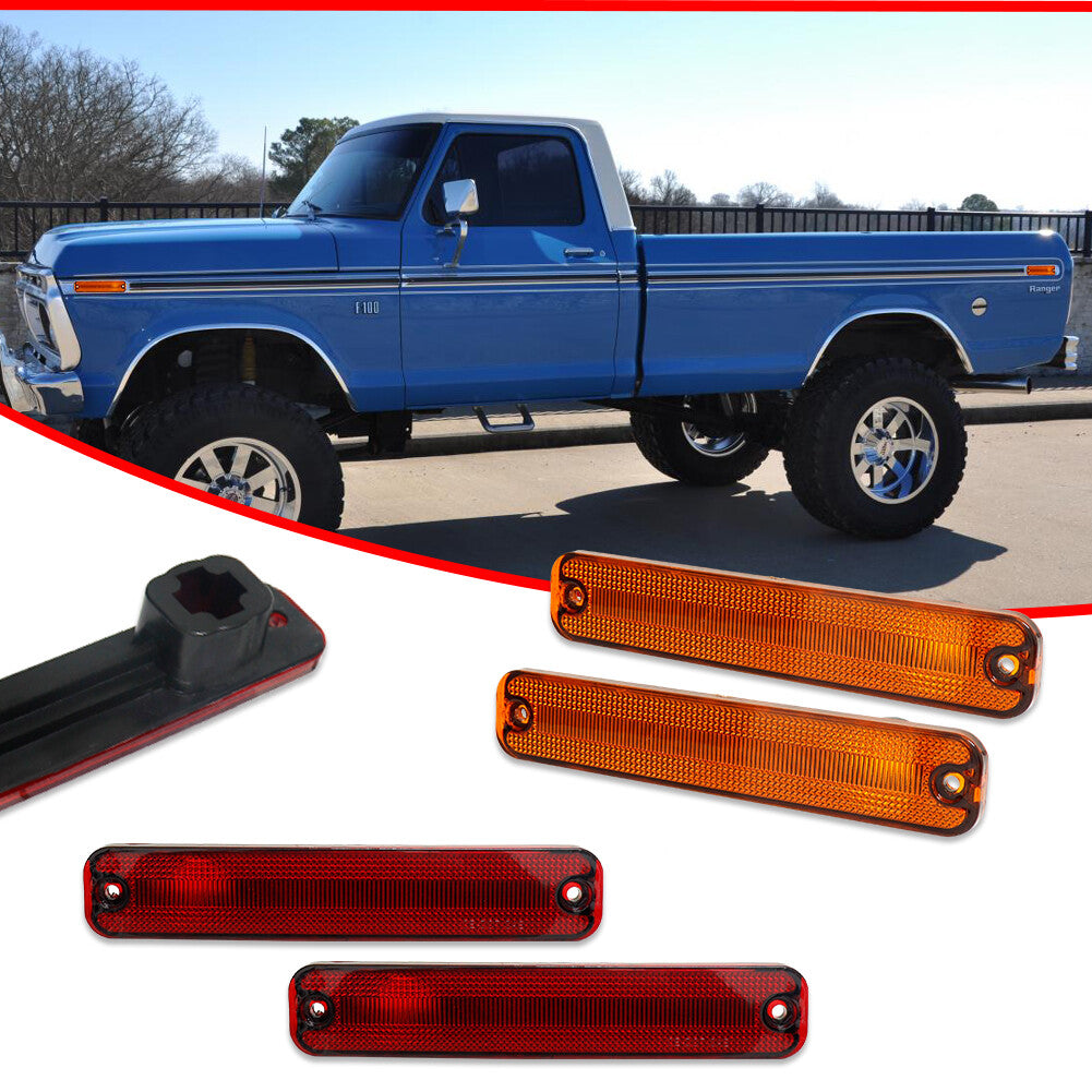 Amber Red Front and Rear Marker Light Housing for 75-83 for E-100 Econoline- v
