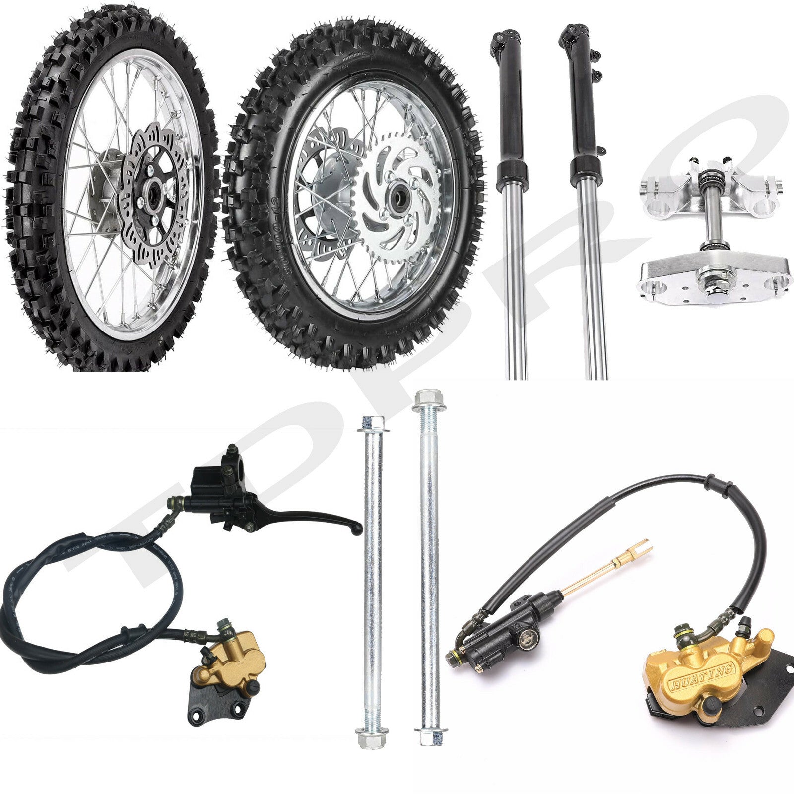 14-inch  12-inch Dirt Pit bicycle front and rear tires + fork CRF50 Atomik 110 125