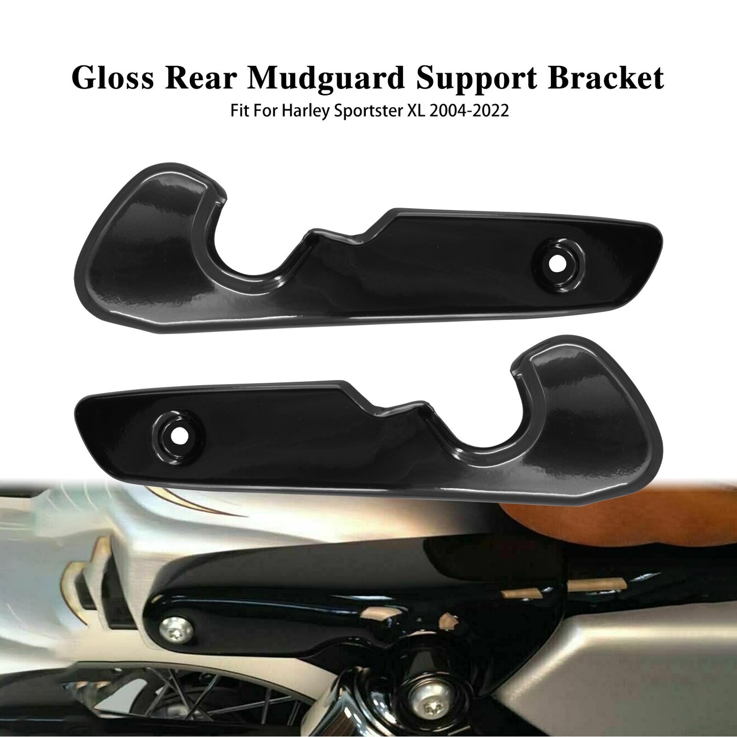 Gloss Black Short Rear Fender Support Bracket Covers for Harley Sportster XL 04+