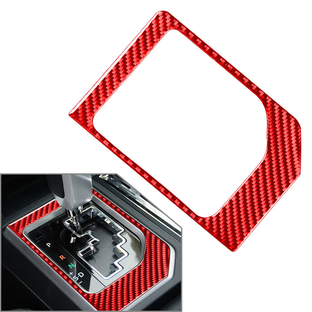 1pcs Carbon Fiber Red Gear Shift Panel Cover Trim for Toyota Tundra 2014-2021 15