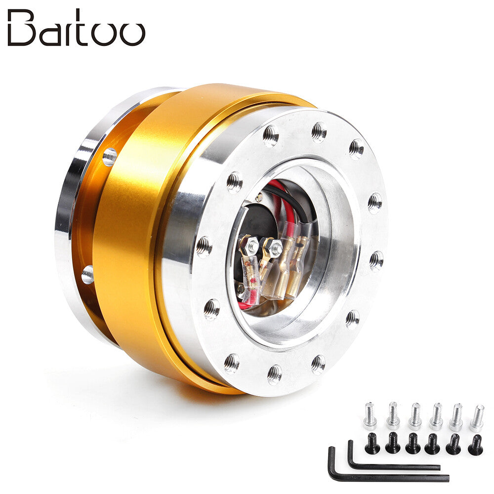 Gold Car Steering Wheel Universal Ball Quick Release Hub Adapter Snap Off Kit