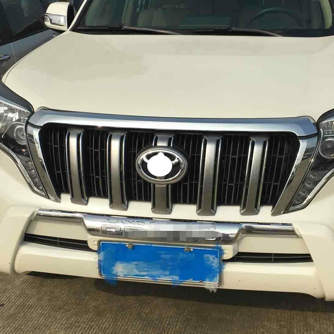 for Toyota Prado FJ150 2014-2017 Chrome Front Bumper Grille Strip Decor Cover