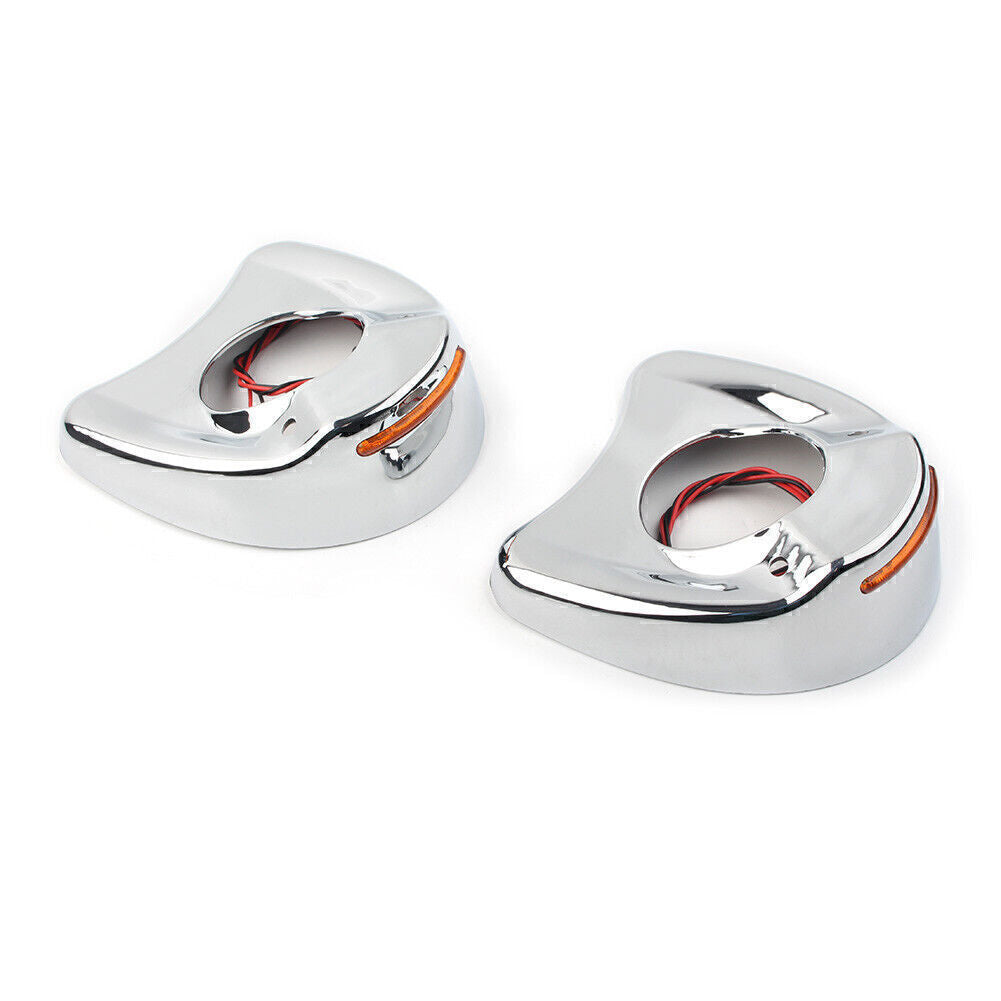 Chrome LED Fairing Mount Side Mirror Cover Shell for Harley Electra Glide 96-13 Q