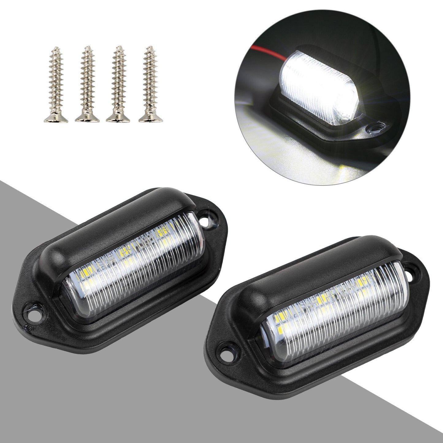 2* LED License Plate Light Lighting License Plate Trailer Universal Tail Light Q