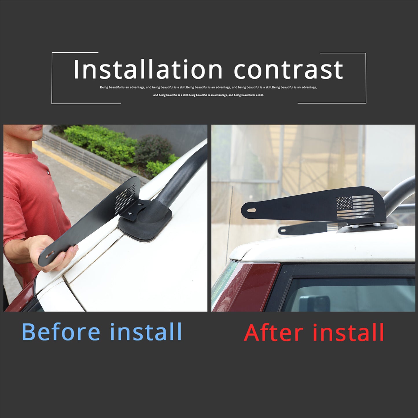 Suitable for Toyota FJ Cruiser roof LED light strip bracket, American flag pole mount 2X Q