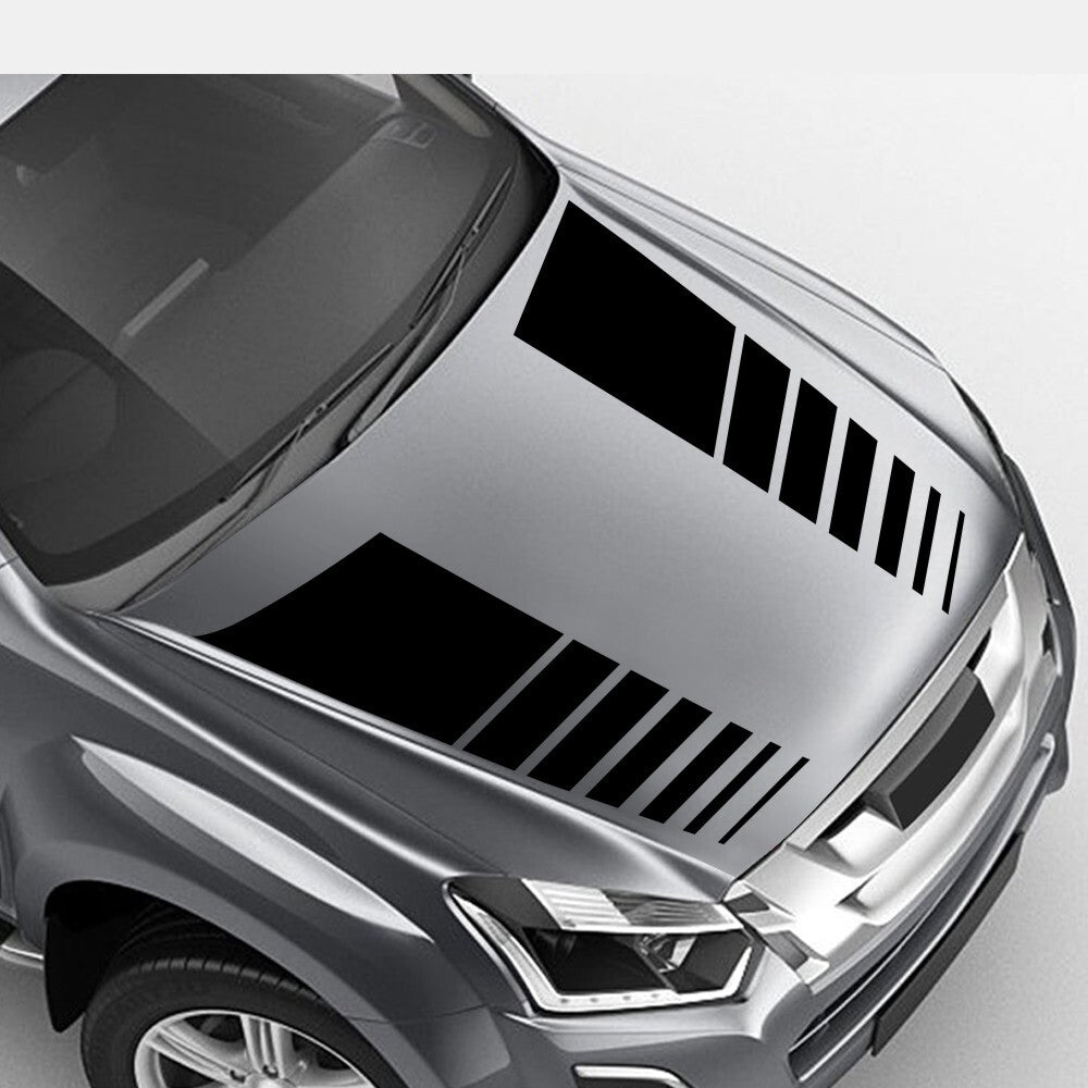 Hood Racing Stripes Stickers Auto Graphic Decal Vinyl Car Truck Accessory Black