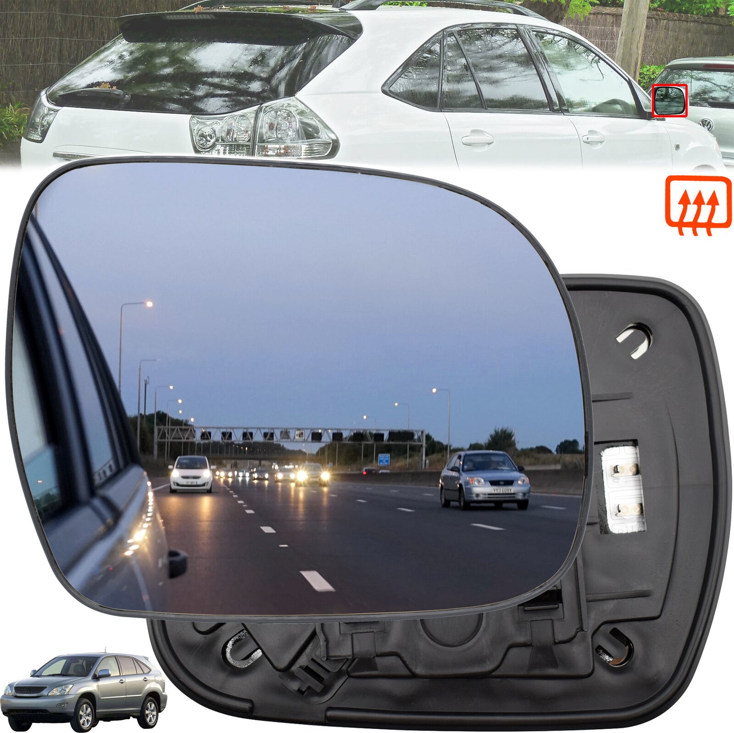 for Lexus RX 2003-2008 Right Driver Door Side Wing Mirror Glass Heated Plate Q