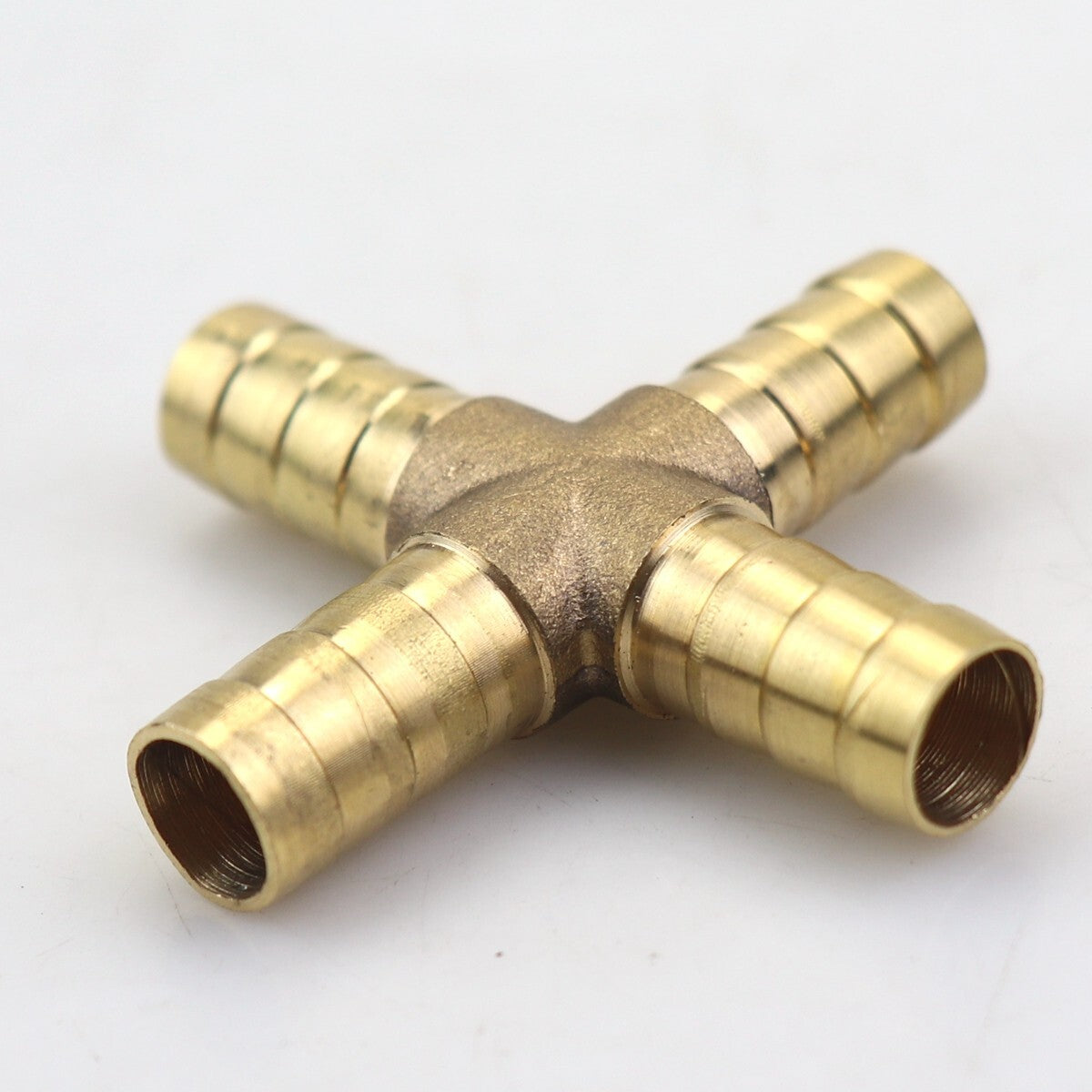 3/8 10mm HOSE BARB 4 WAY Cross Brass Pipe Fitting Thread Gas Fuel Water Air 2X