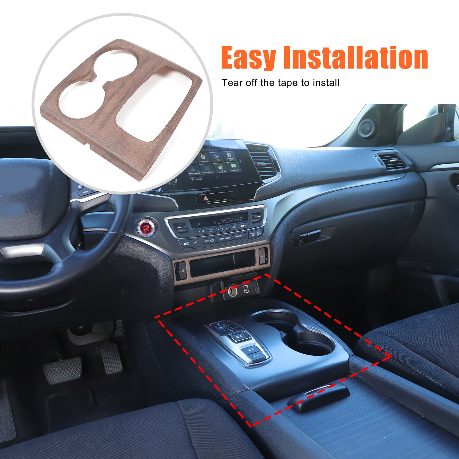 Pear wood center control gear shift cover for Honda Pilot 2016 - 2022 - n