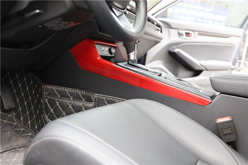 Gearbox Shift Side Panel Cover Trim for Honda for CIVIC 2022-2024 Red Carbon ABS n