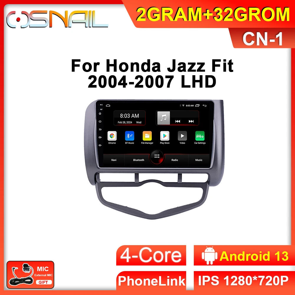 for Honda Jazz City 2004-2007 Stereo Android CarPlay Car Radio Player Screen GPS
