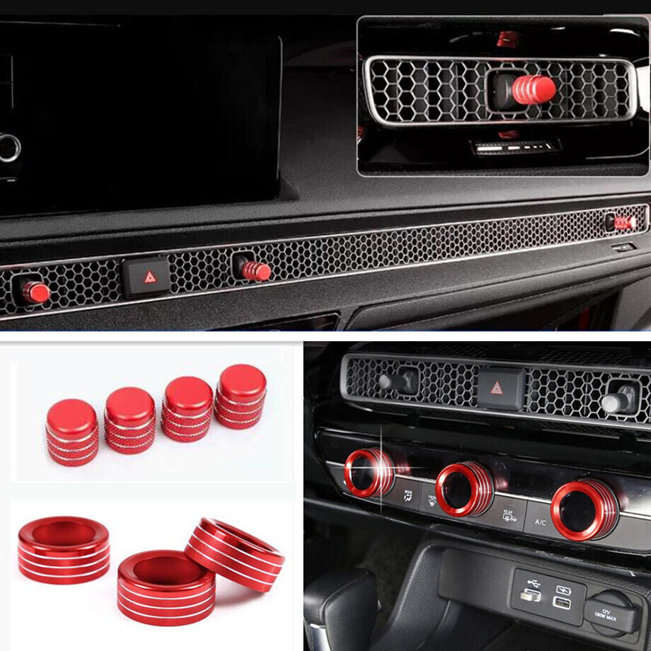 7P For 2023-2024 for Honda CR-V CRV Red Inner Central Control Switch Knob Cover Trim