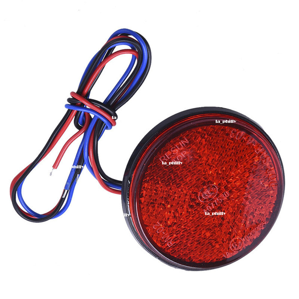 Motorcycle Truck 12V 24 LED Round Brake Stop Tail Rear Light Lamp-Red Q