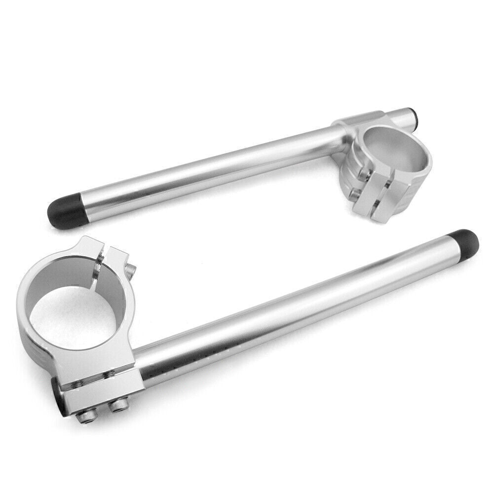for Suzuki GSXR 600 750 Silver Motorcycle Pair CNC 50mm Clip On Ons Handlebars Q