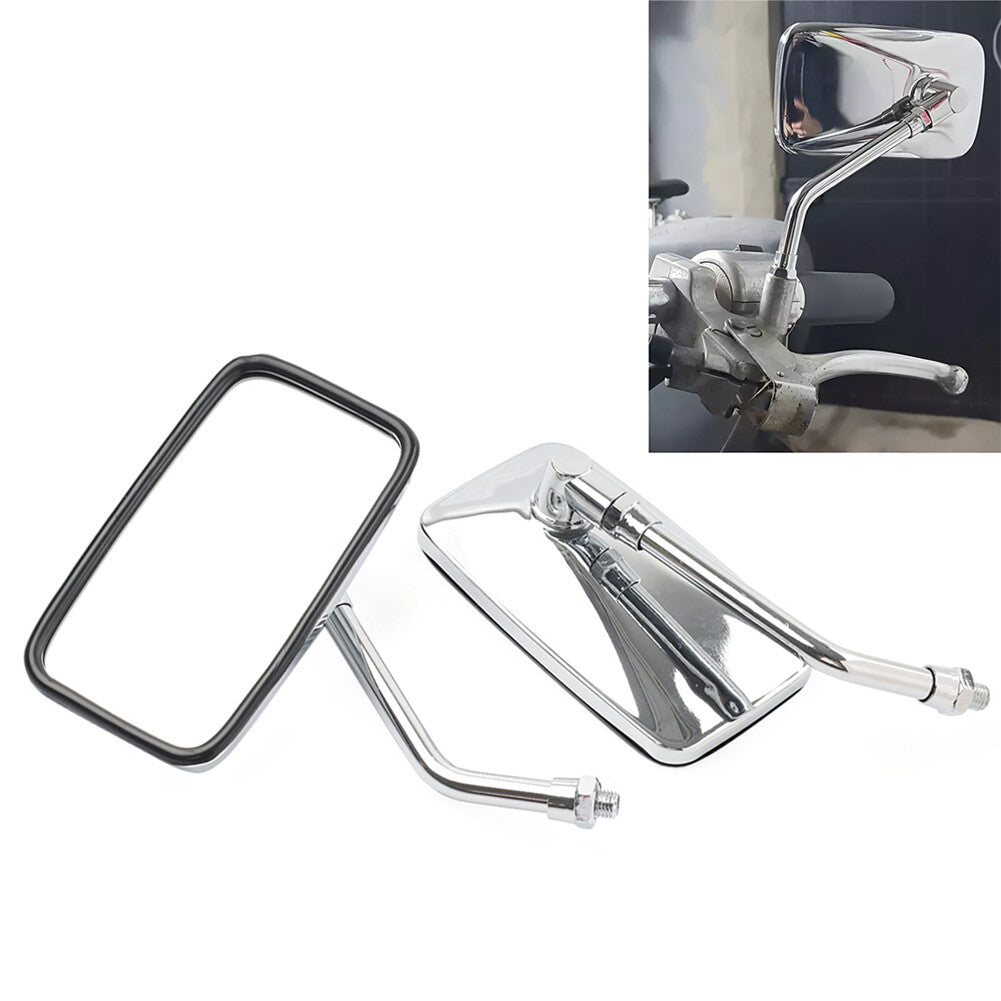 10mm Rectangle Rearview Side Mirrors Chrome for Honda Magna 700 VF700C VF750CD Q