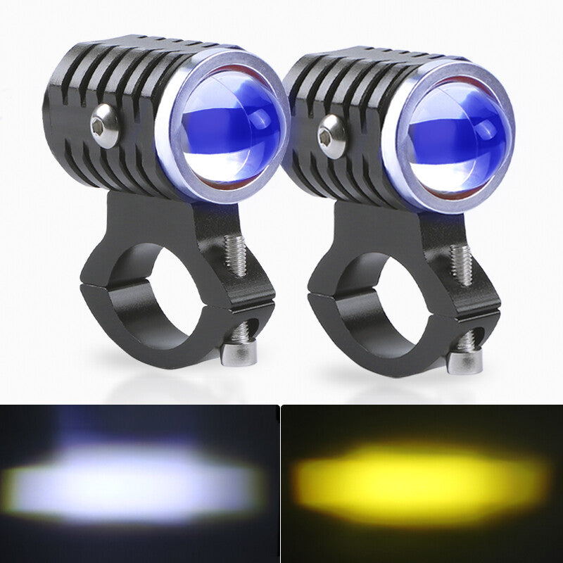 2X LED Motorcycle Headlight Beam Spot Light Fog Lamp Yellow White with Bracket