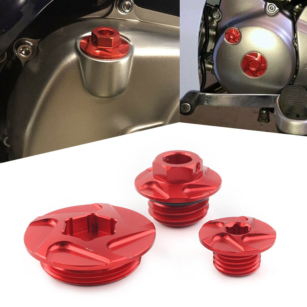 CNC Engine Timing Bolts Oil Filter Plugs Cap Set Fit CRF150R CRF250R CRF450R Red