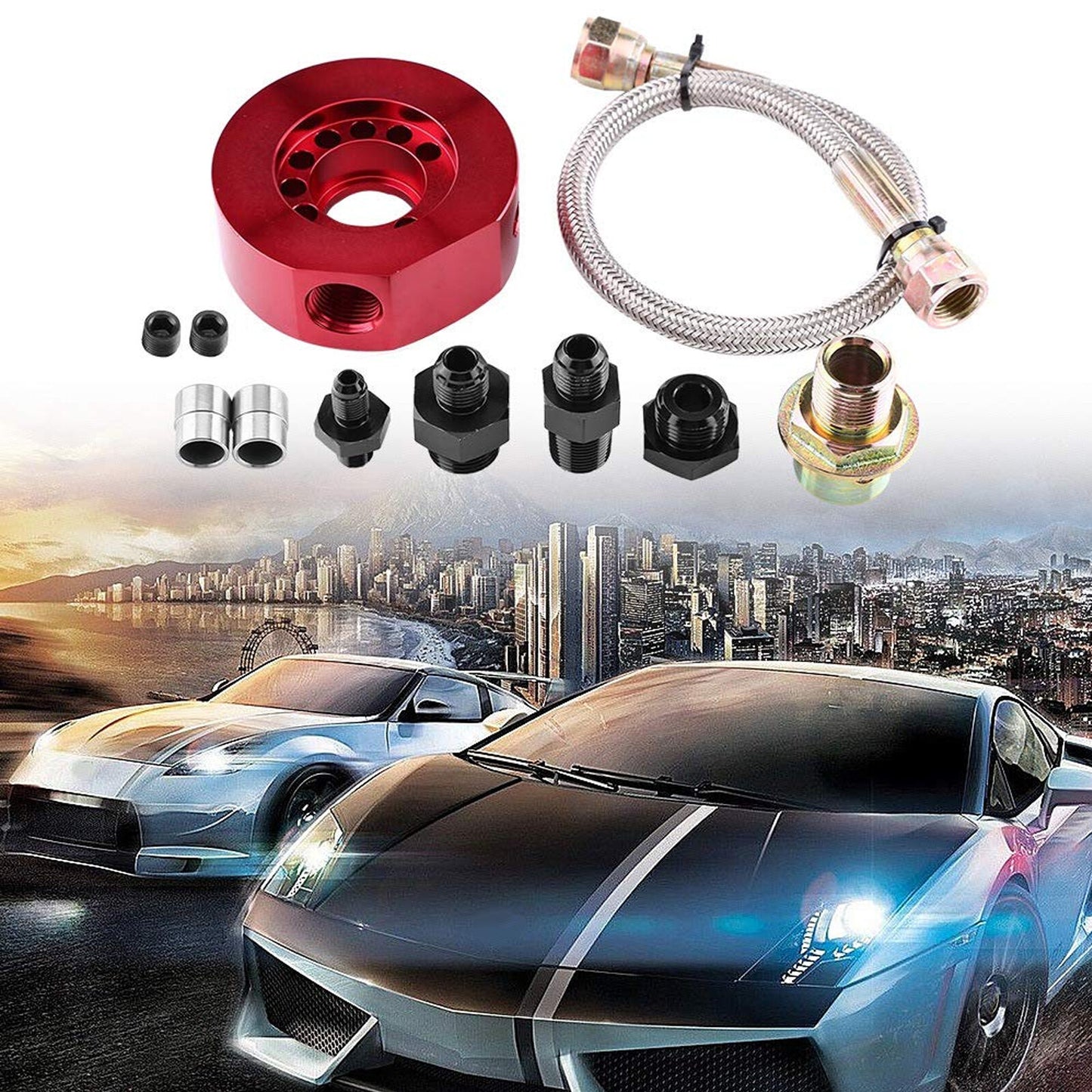 For Ls B18 B20 Aluminum Adapter Plate Sandwich Set VTEC Head Conversion Kit Red