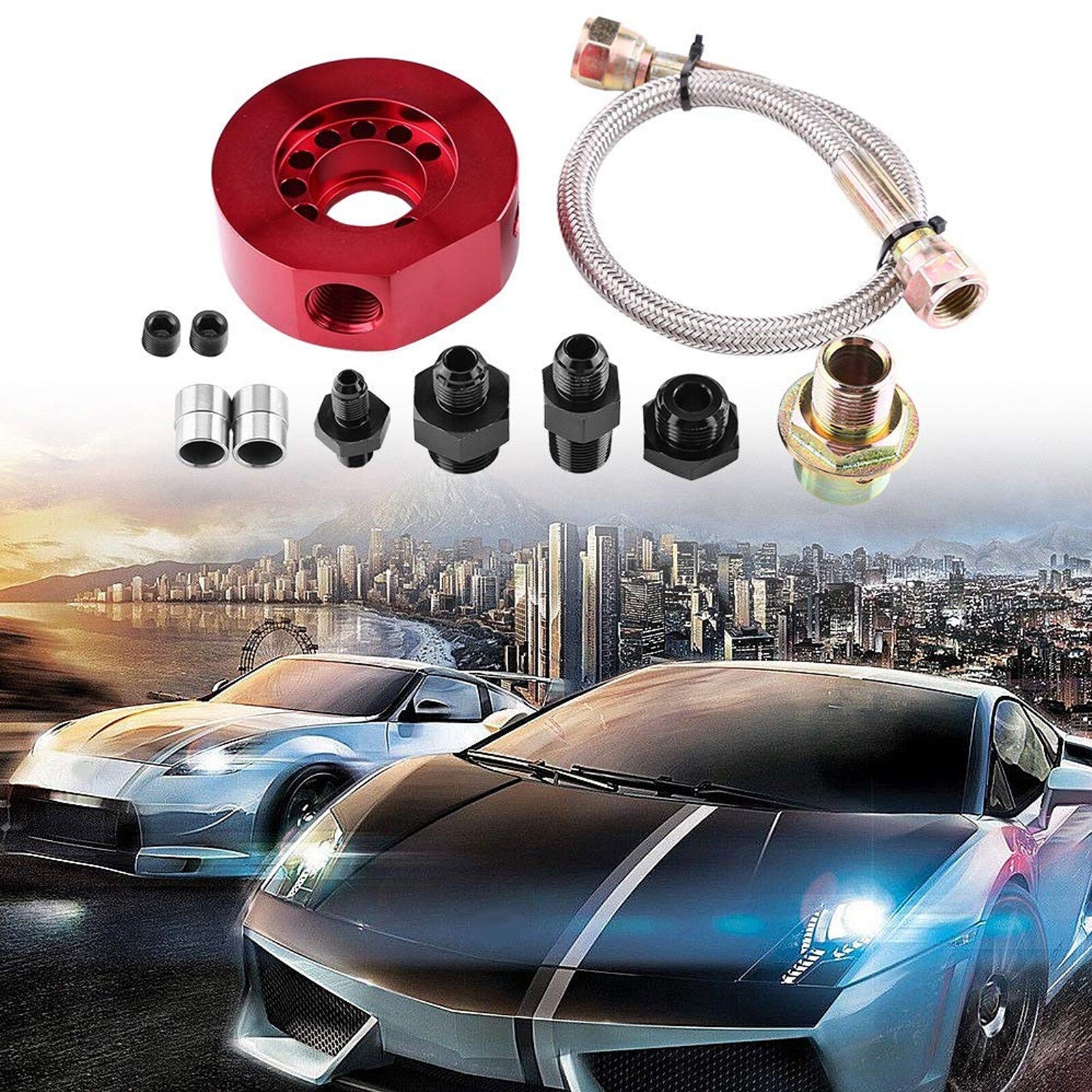 For Ls B18 B20 Aluminum Adapter Plate Sandwich Set VTEC Head Conversion Kit Red