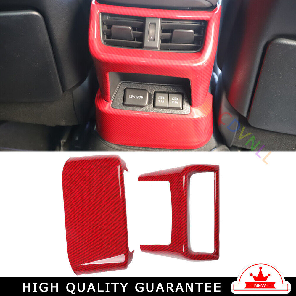 Rear Air Outlet Vent Frame Trim 2PCS Fit for Lexus for ES 2018-2021 Red Carbon Fiber