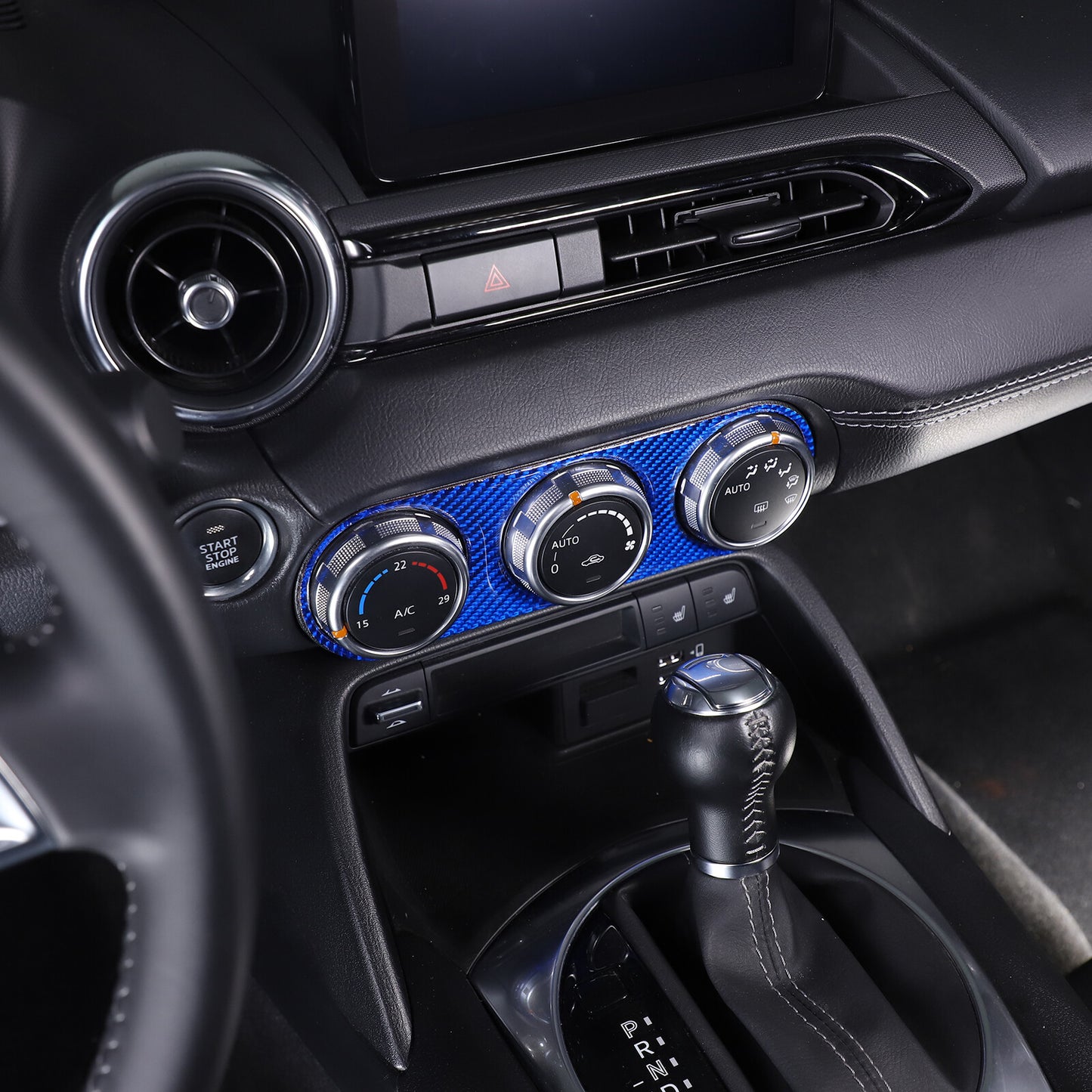 Blue Carbon Fiber Climate Control Console Interior Trim Sticker for Mazda MX-5 2016-2021 - n