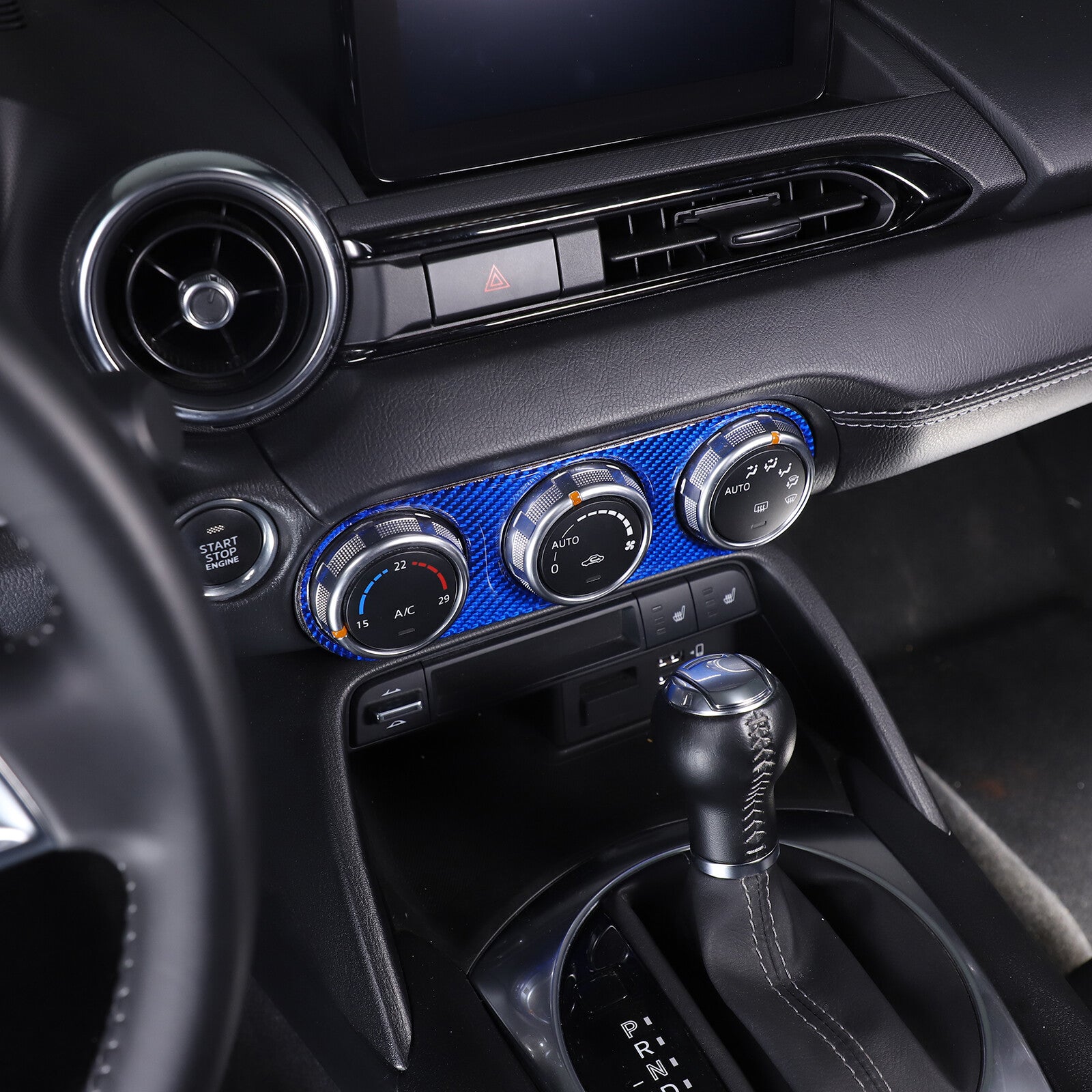 Blue Carbon Fiber Climate Control Console Interior Trim Sticker for Mazda MX-5 2016-2021 - n