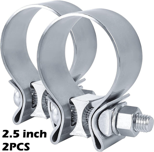 2-Pack 2.5-inch T409 Stainless Steel Narrow Strip Exhaust Clip Sealing Tape 
